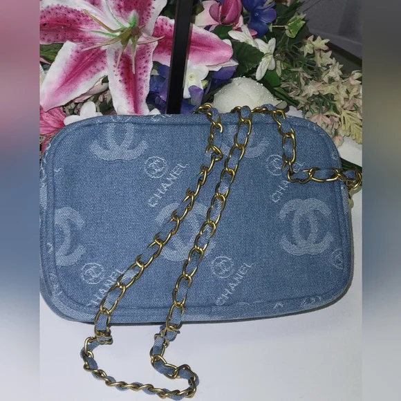 CHANEL Blue Denim Crossbody Bag, New - Picture 2 of 7
